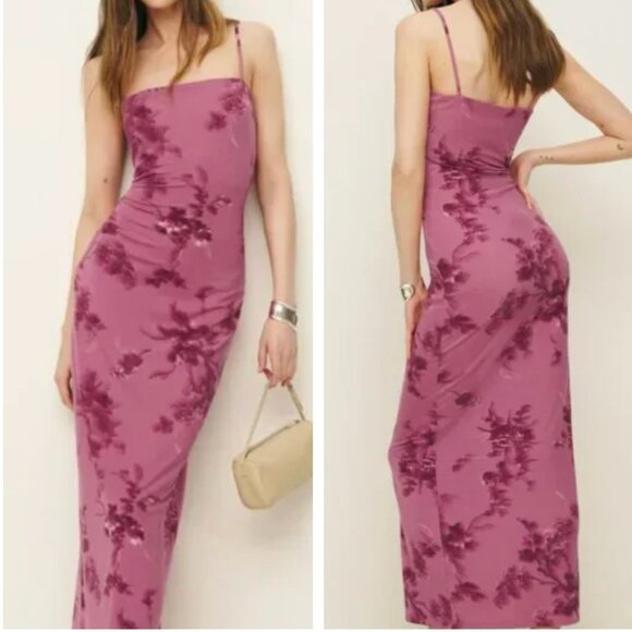 Reformation Dresses & Skirts - BEST Reformation Elise Midi Knit Dress XSmall Hothouse Rose Pink Floral Bodycon